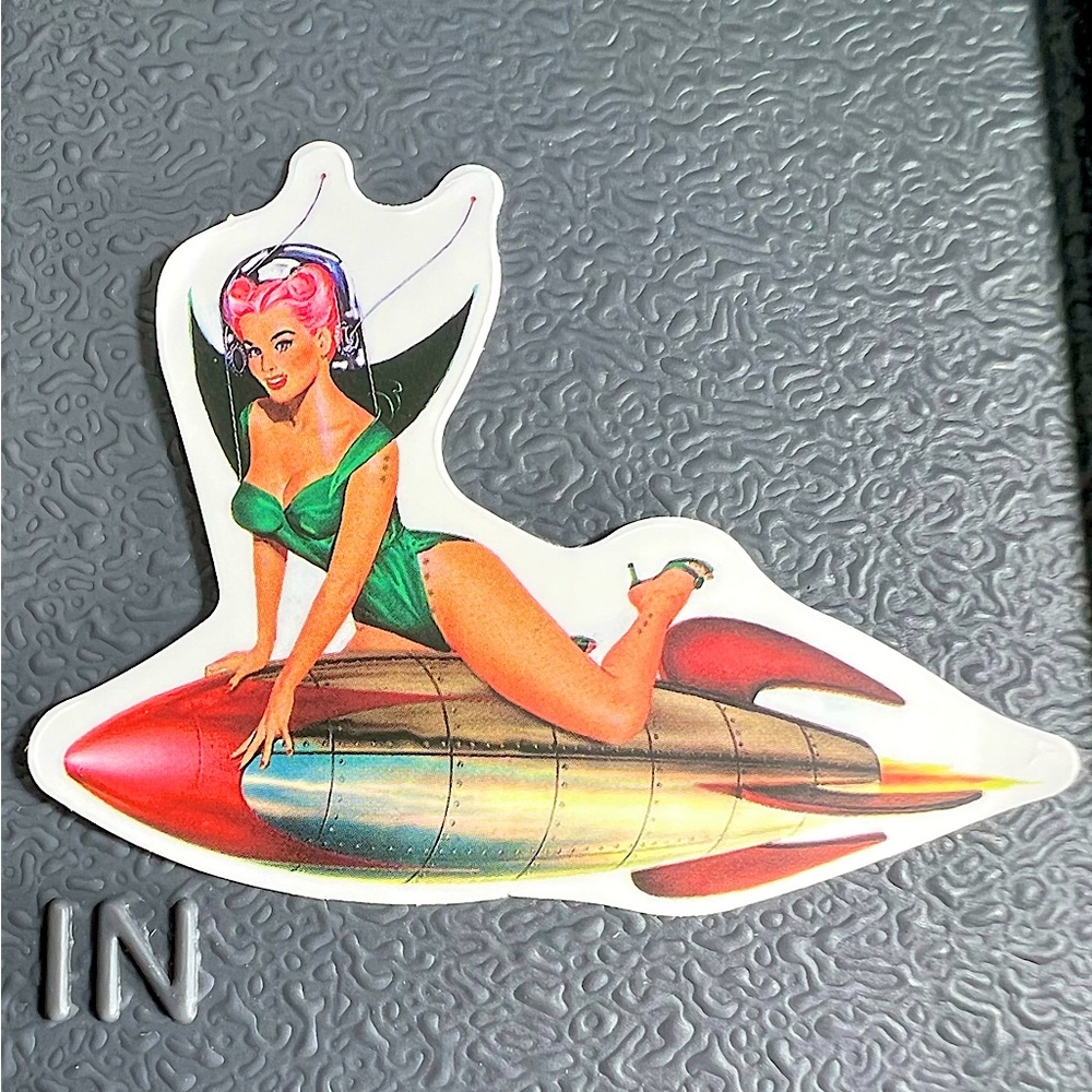 TAKE ME TO YOUR LEADER Sexy Pinup Gorgeous Sticker RetroVintage BomberGirl Pilot